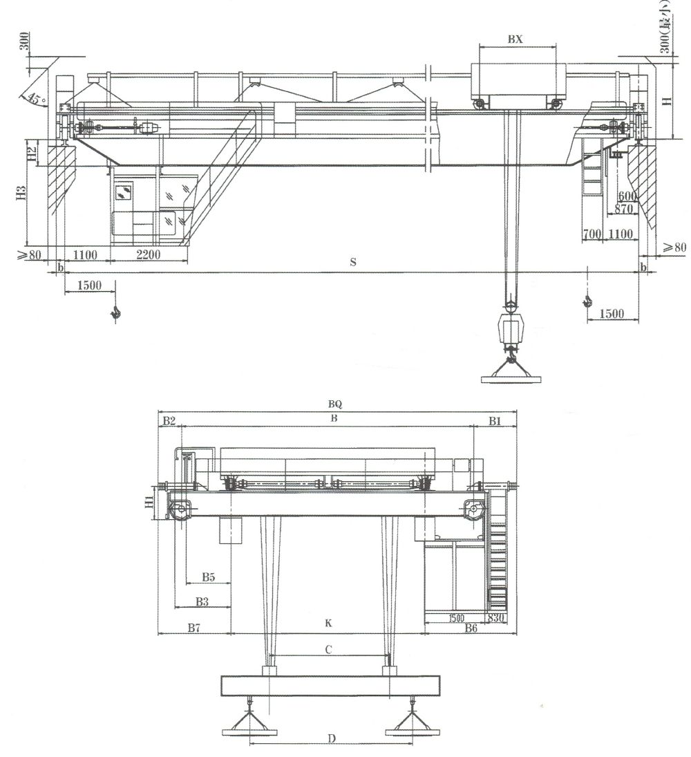 QCL型电磁挂梁桥式起重机外形与主要尺寸图.jpg