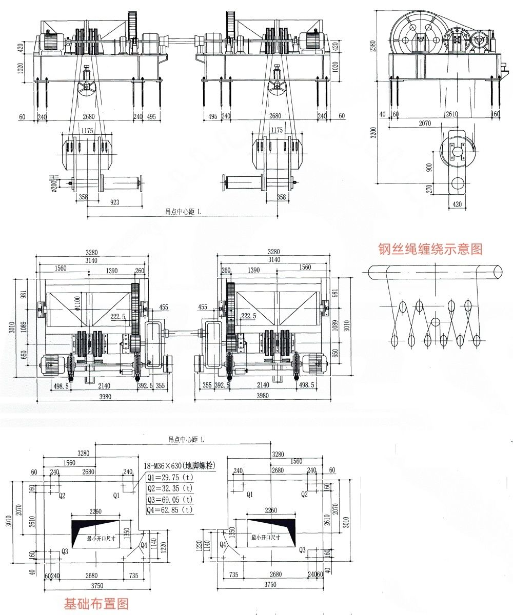 QPK2×1600KN快速卷扬式双吊点启闭机基础布置主要尺寸表.jpg